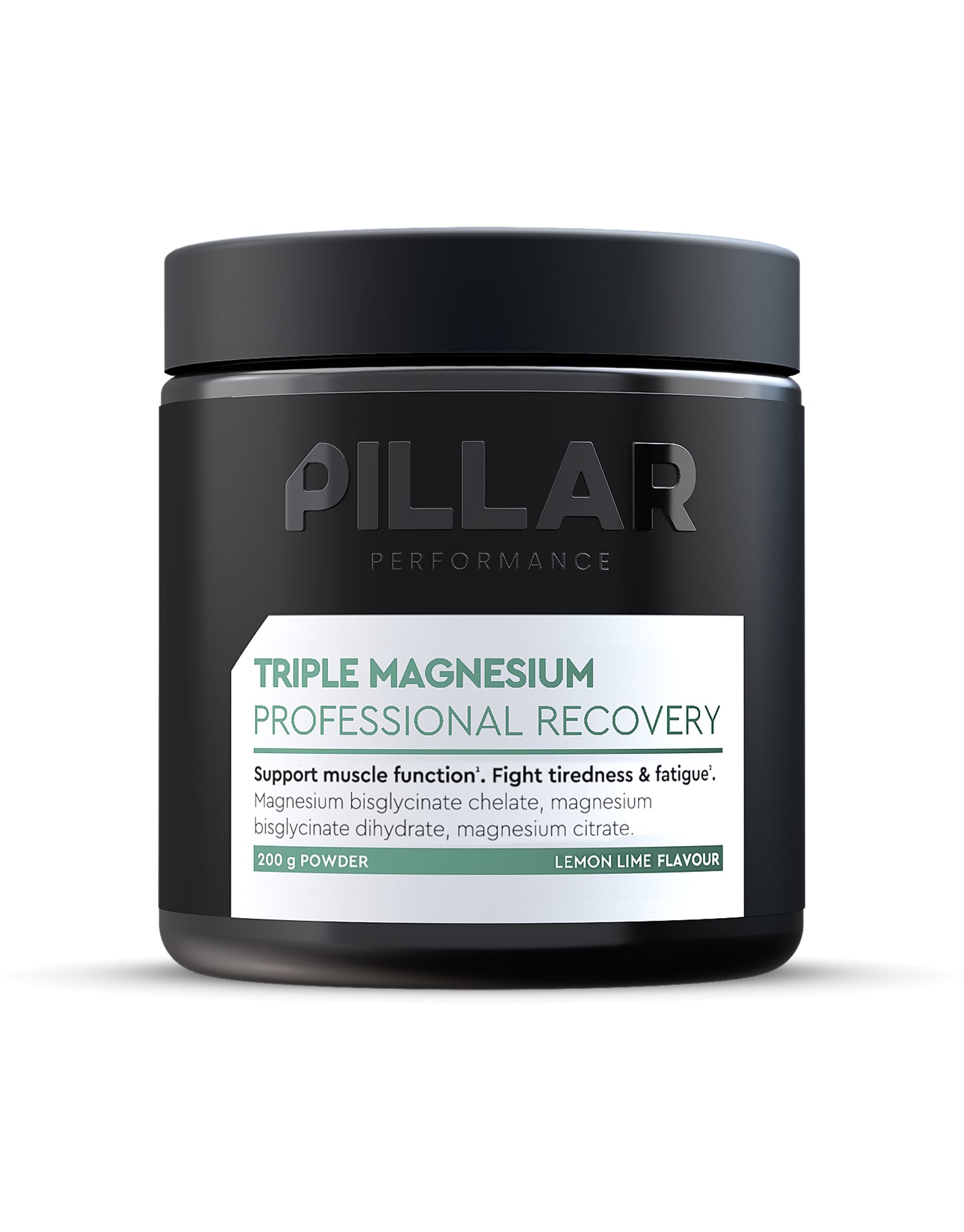 Pillar Performance Triple Magnesium Lima Limón 200g suplemento de magnesio para recuperación muscular y sueño profundo