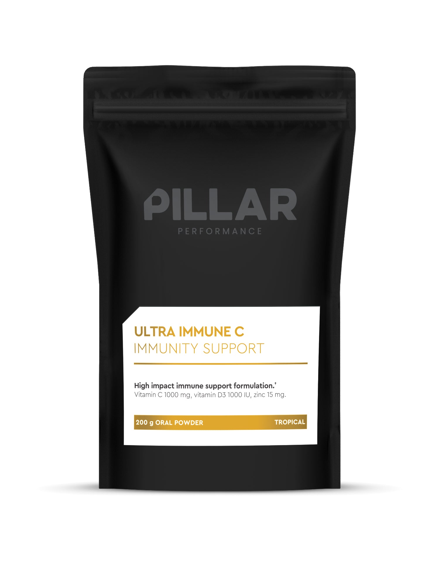 Ultra Immune C Powder Tropical de Pillar Performance con vitamina C y antioxidantes para deportistas