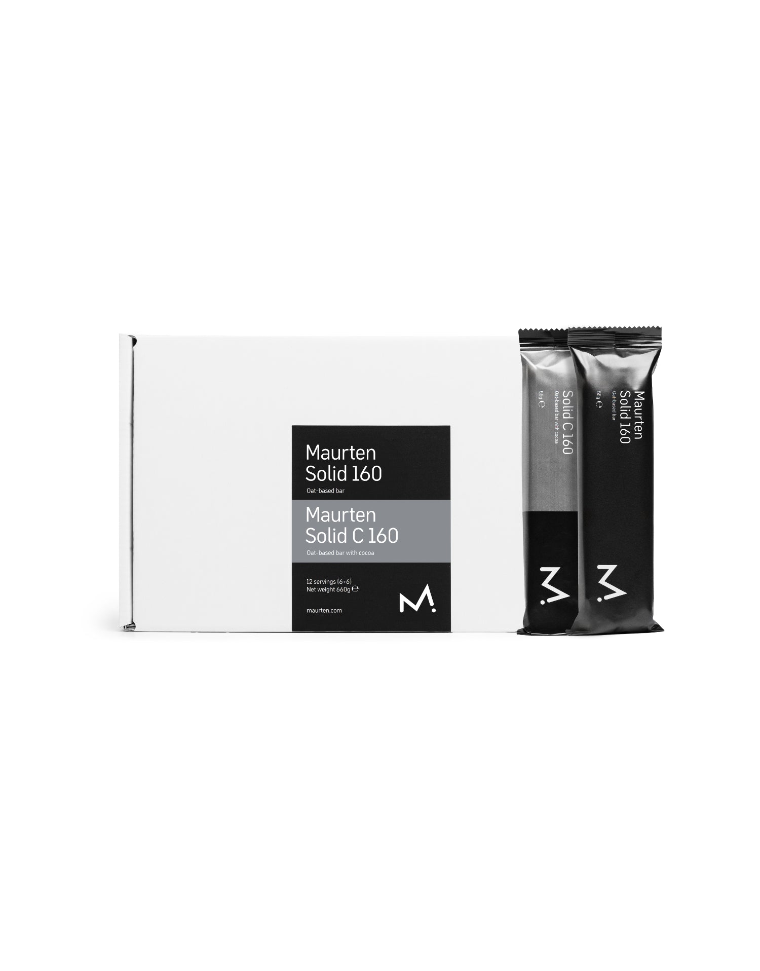 Maurten Solid 160 Mix Box | Pack Barritas Energéticas 12 uds (6 Solid 160 + 6 Solid C 160)