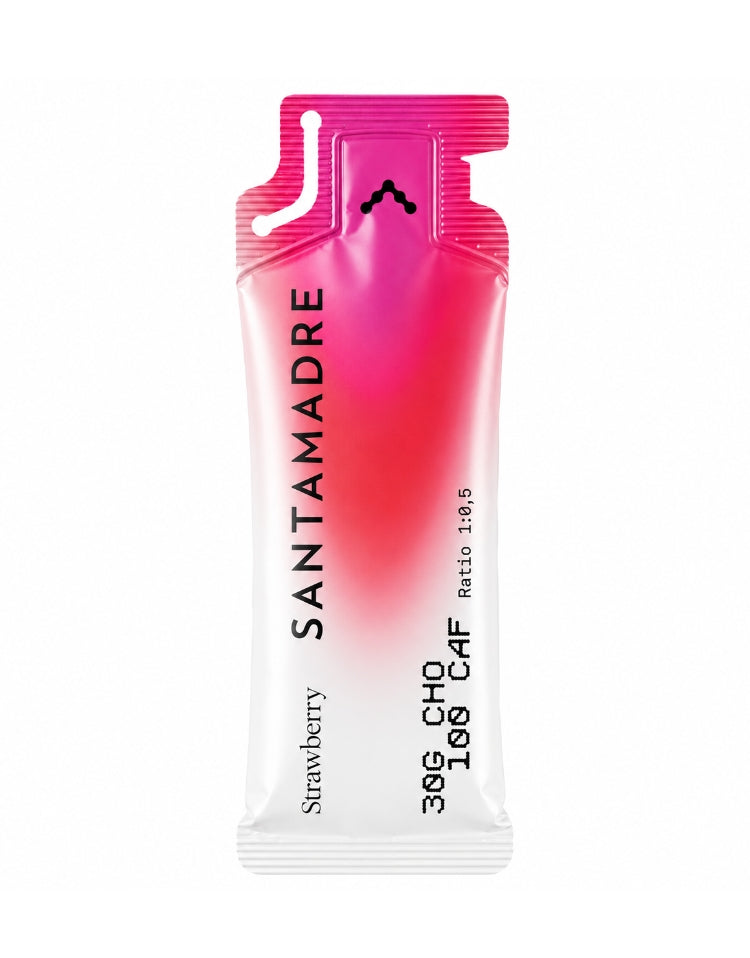 Santa Madre Gel Energético 30CHO 100CAF formato monodosis para maratón y ciclismo - Fresa