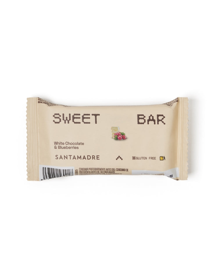 Barrita energética Santa Madre Sweet Bar para estrategia nutricional en deportes de resistencia - Chocolate Blanco y Arándanos