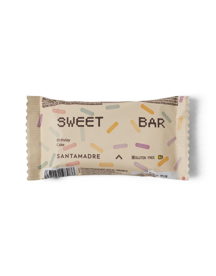 Santa Madre Sweet Bar sabor Birthday Cake barrita energética sin gluten - Tarta de Cumpleaños
