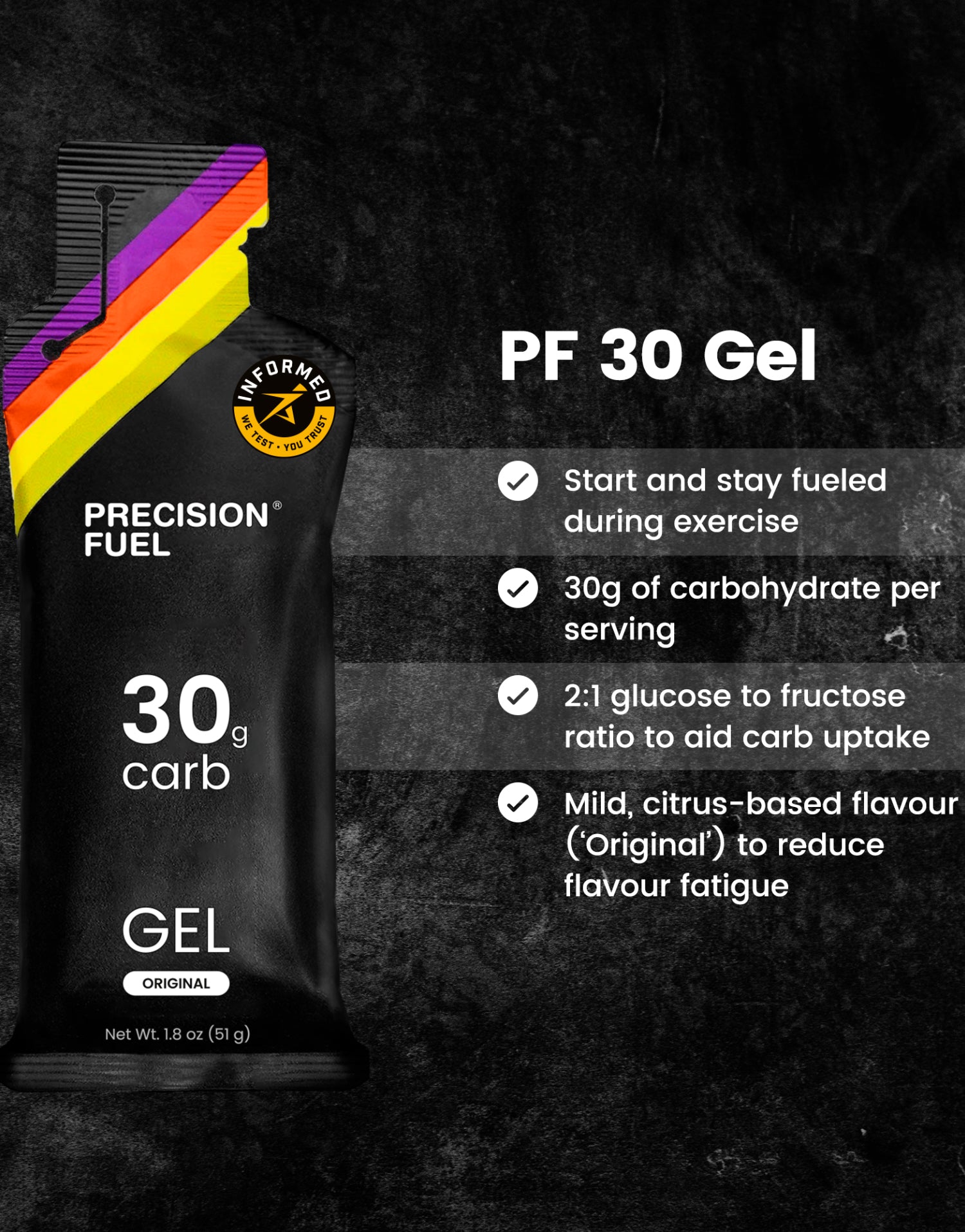 Precision Fuel PF30 gel energético para running, ciclismo y triatlón - neutro