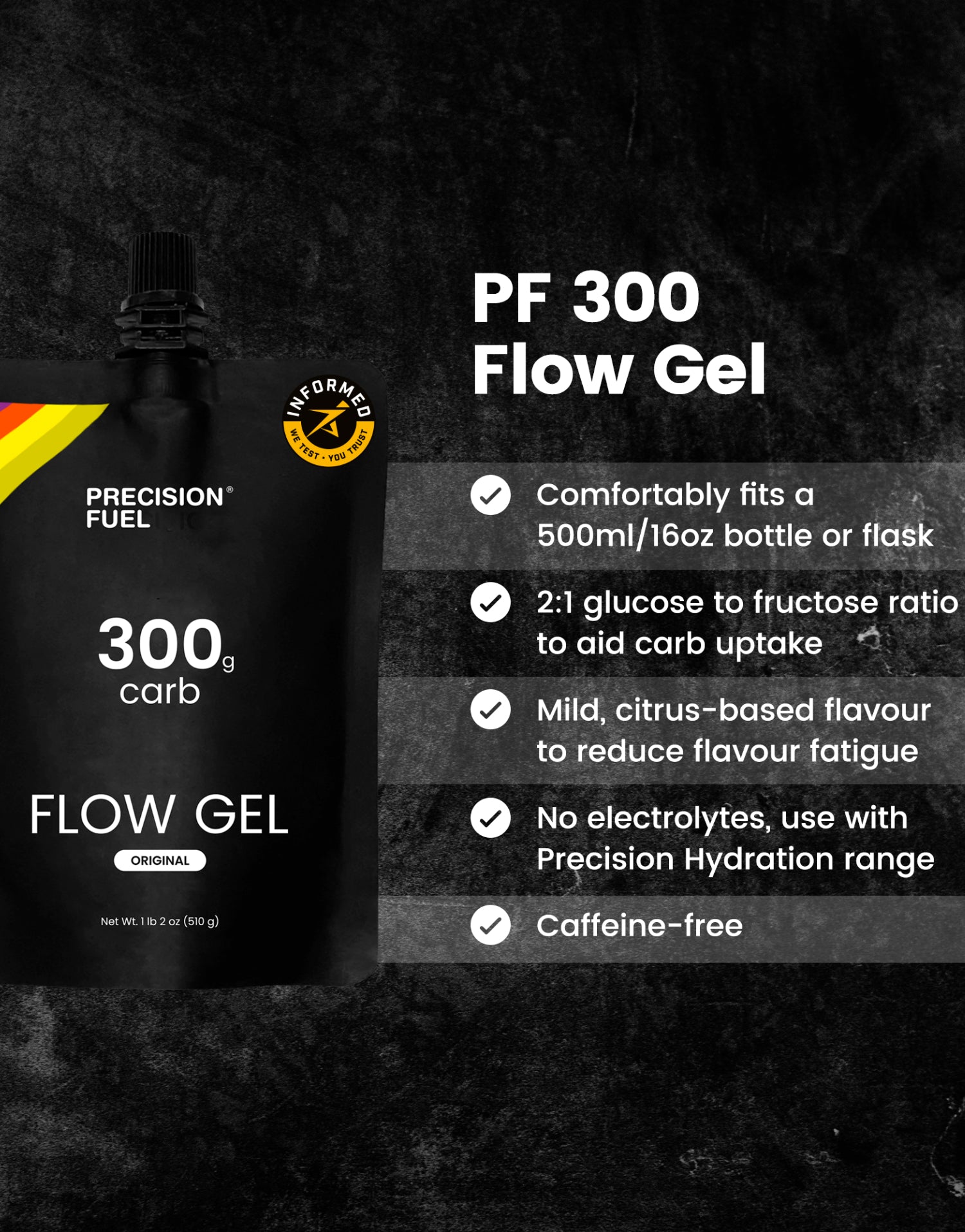 Gel de carbohidratos Precision Fuel PF300 para entrenamientos y competiciones de resistencia
